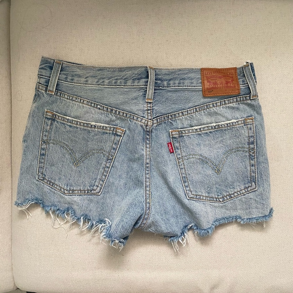 Levi’s 501 blue denim ribcage shorts